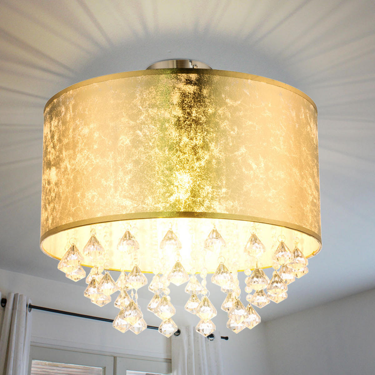 LED DECKENLEUCHTE AMY Textil Gold - Goldfarben, Metall (40/40/38cm) - Globo Lighting