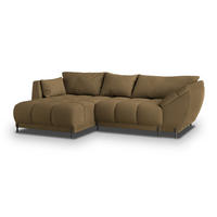 ECKSOFA VESTANO L-S Orange Boucle-Stoff mit Schlaffunktion - Orange, Holz (287/182cm) - MASSENO