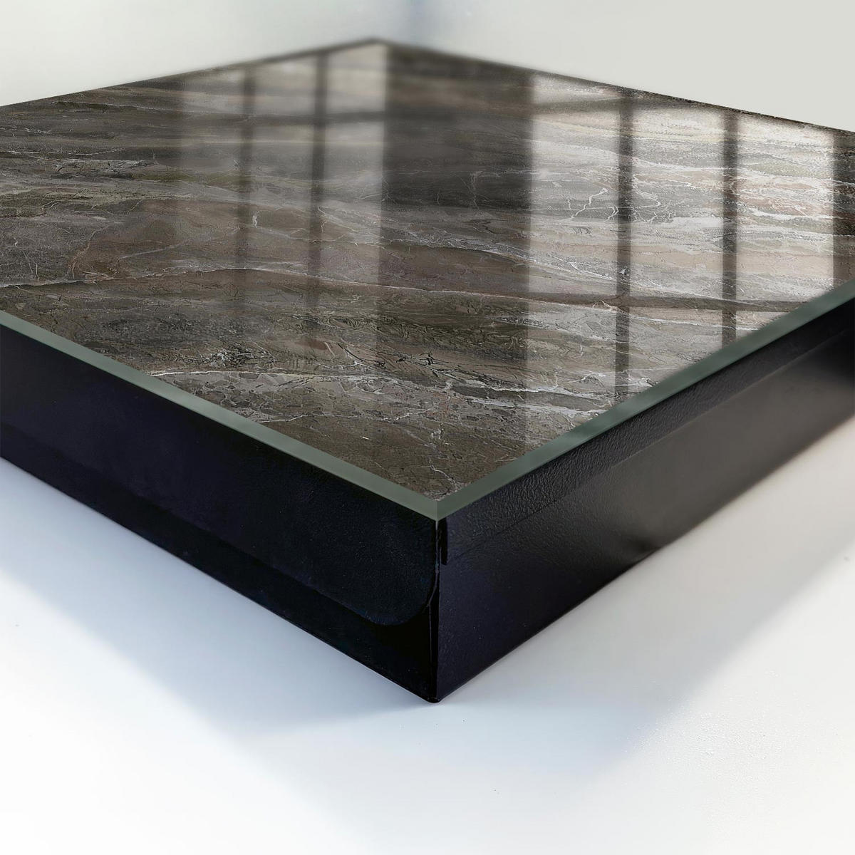 SCHLÜSSELBOX Schwarz 30x30 cm- Türöffnung nach rechts - Marmorstruktur - Grau, Metall (30/30/5cm) - TULUP
