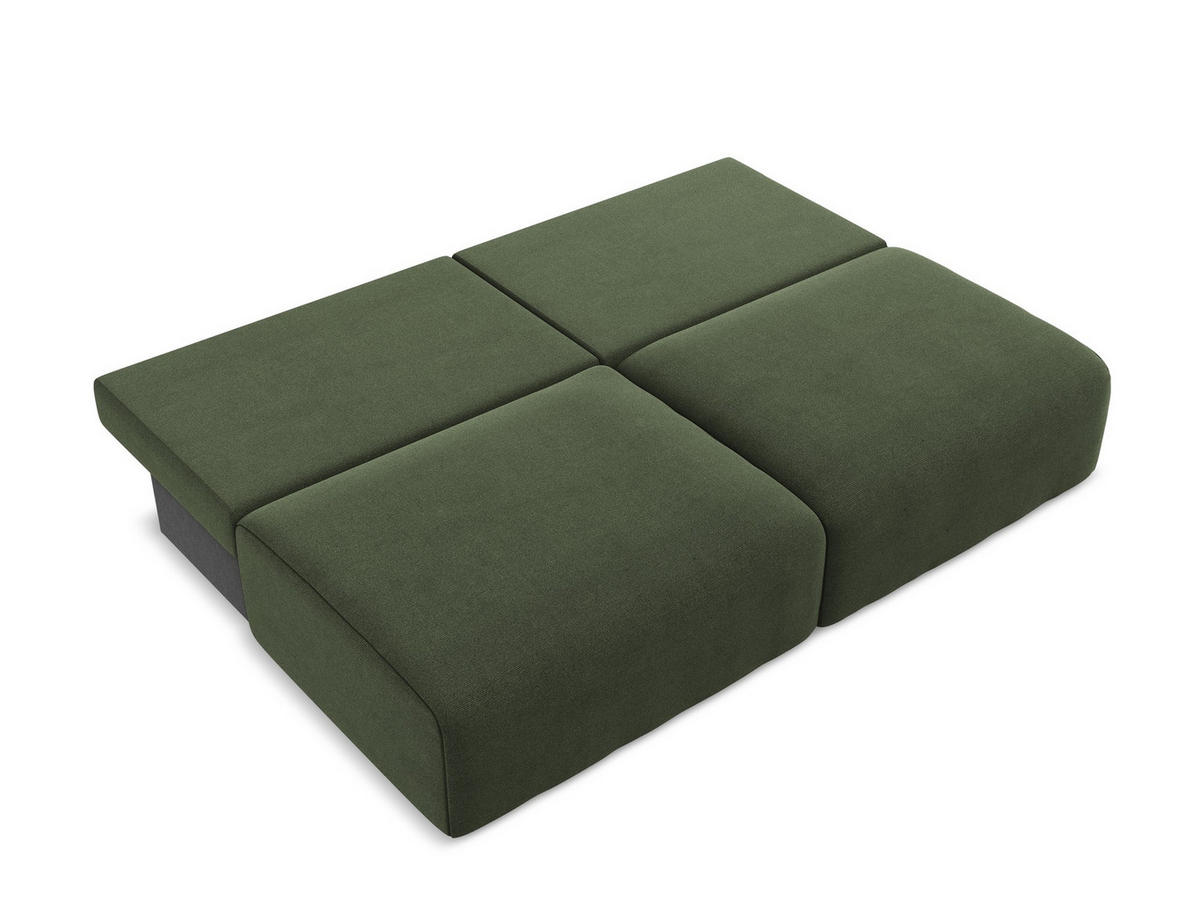 3-SITZER SOFA mit Schlaffunktion Strukturstoff Stoff Grün - Blau/Schwarz, Kunststoff/Textil (216/79/102cm) - Makamii