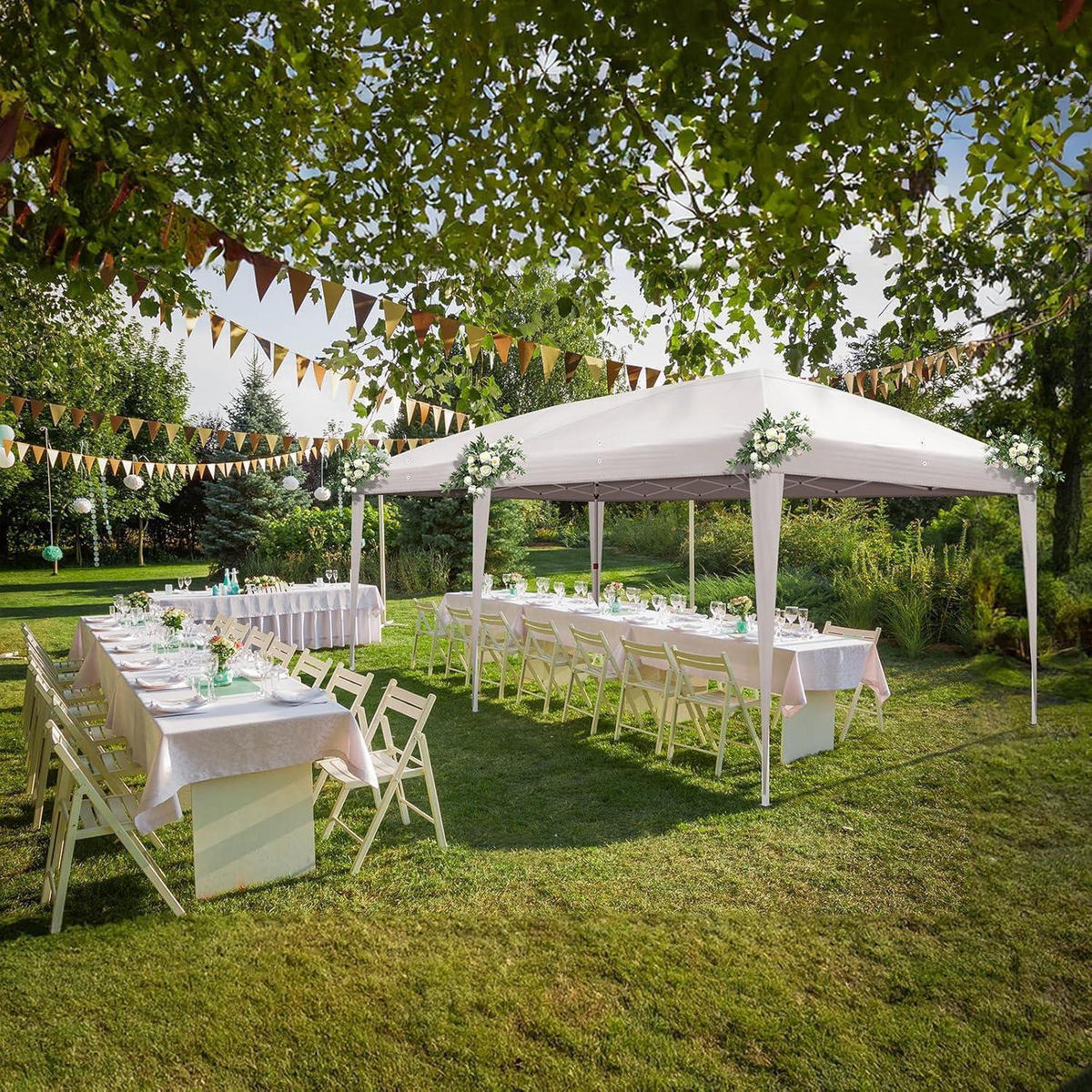FALTPAVILLON 3x6m Pop-up Weiß mit 6 Seitenteilen - Weiß, Textil (300/268/600cm)