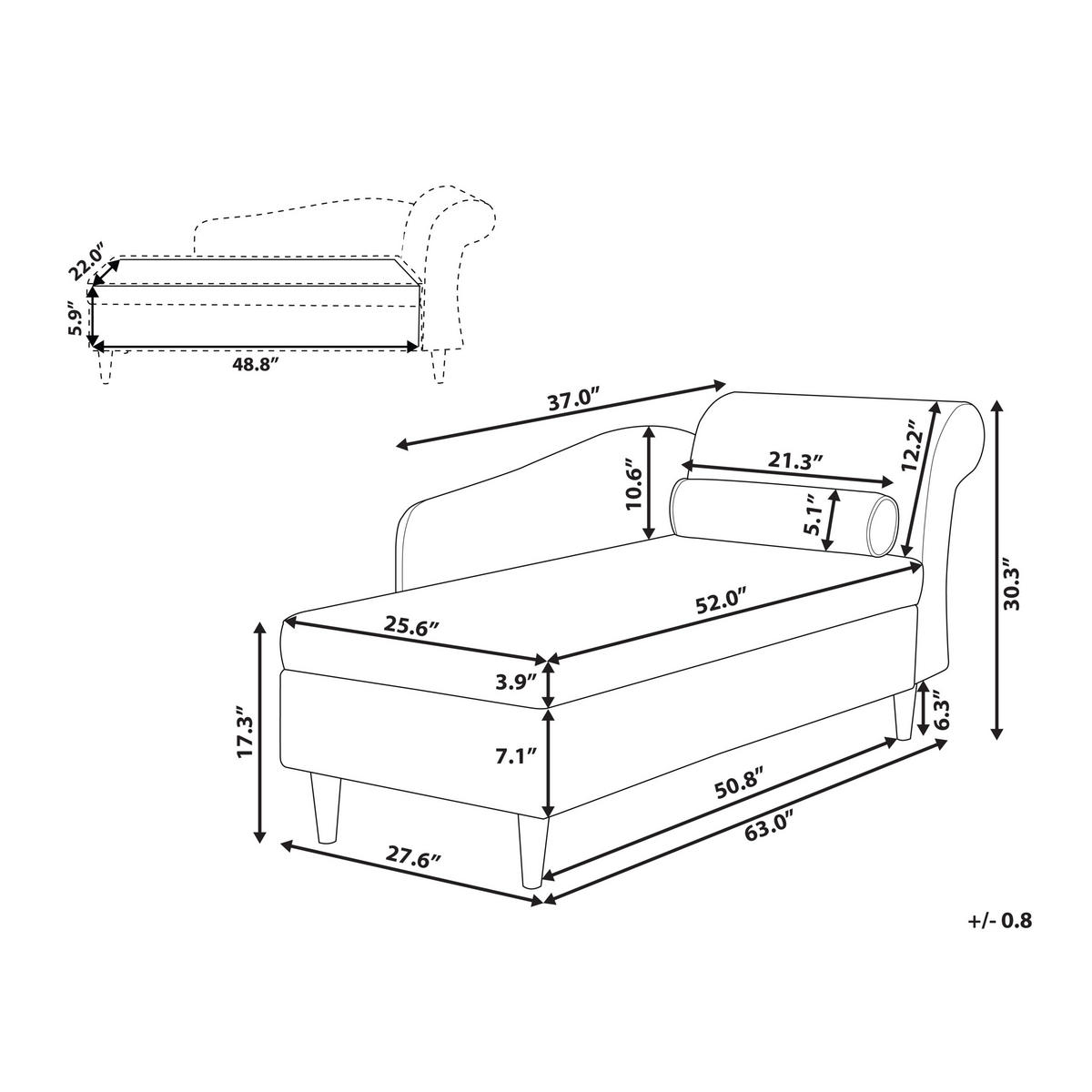 ČALOUNĚNÉ LEHÁTKO CHAISE LONGUE PRAVOSTRANNÉ Sametová látka Béžové s úložným prostorem Luiro - černá/béžová, textil (160/77/70cm) - Beliani