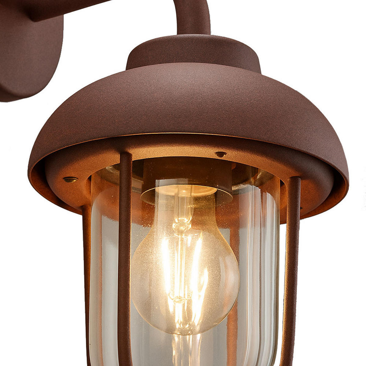 AUSSENLEUCHTE WANDLEUCHTE Alu rostfarben - Braun, Glas (16/16/33cm)