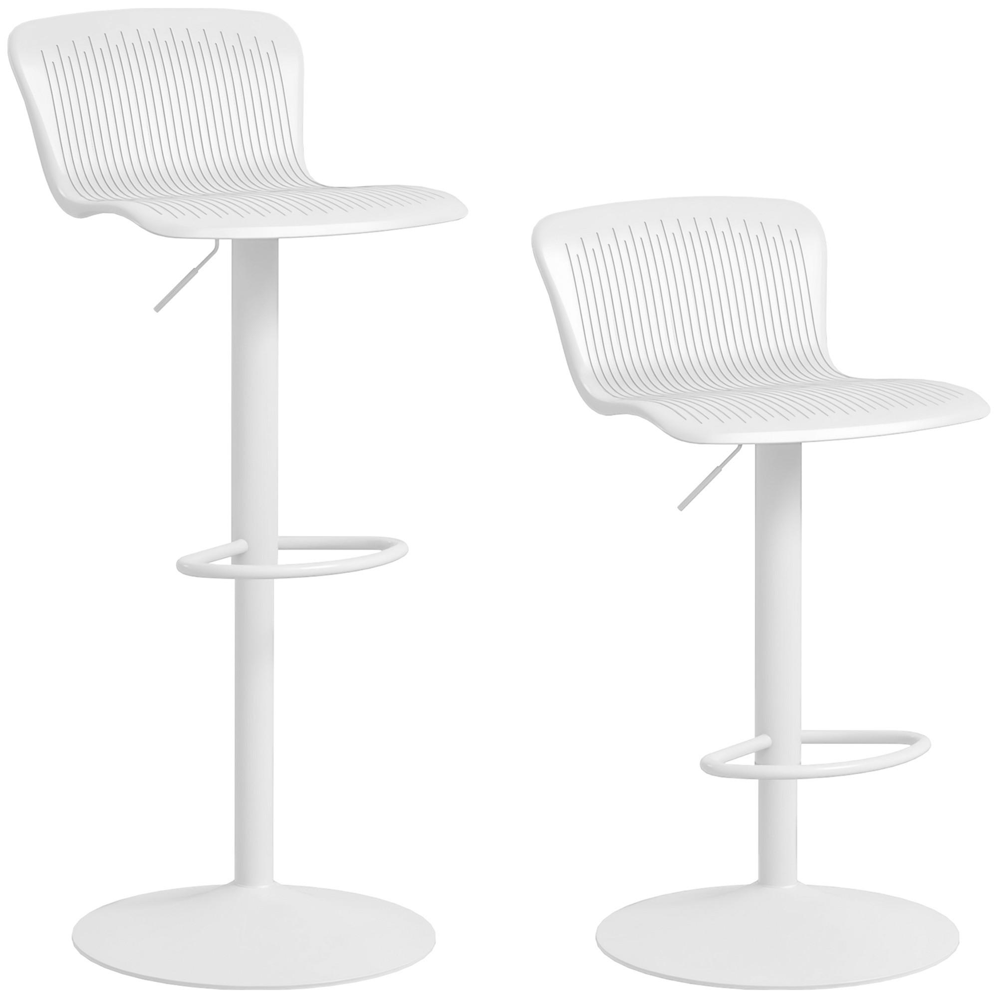 BARHOCKER 2er-Set DE-14771 höhenverstellbar mit Rückenlehne und Fußstütze Weiß - Weiß, Metall (38.5/97.5/40cm) - ComfortXL