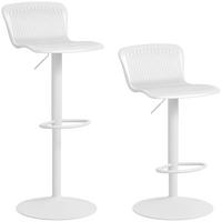BARHOCKER 2er-Set DE-14771 höhenverstellbar mit Rückenlehne und Fußstütze Weiß - Weiß, Metall (38.5/97.5/40cm) - ComfortXL