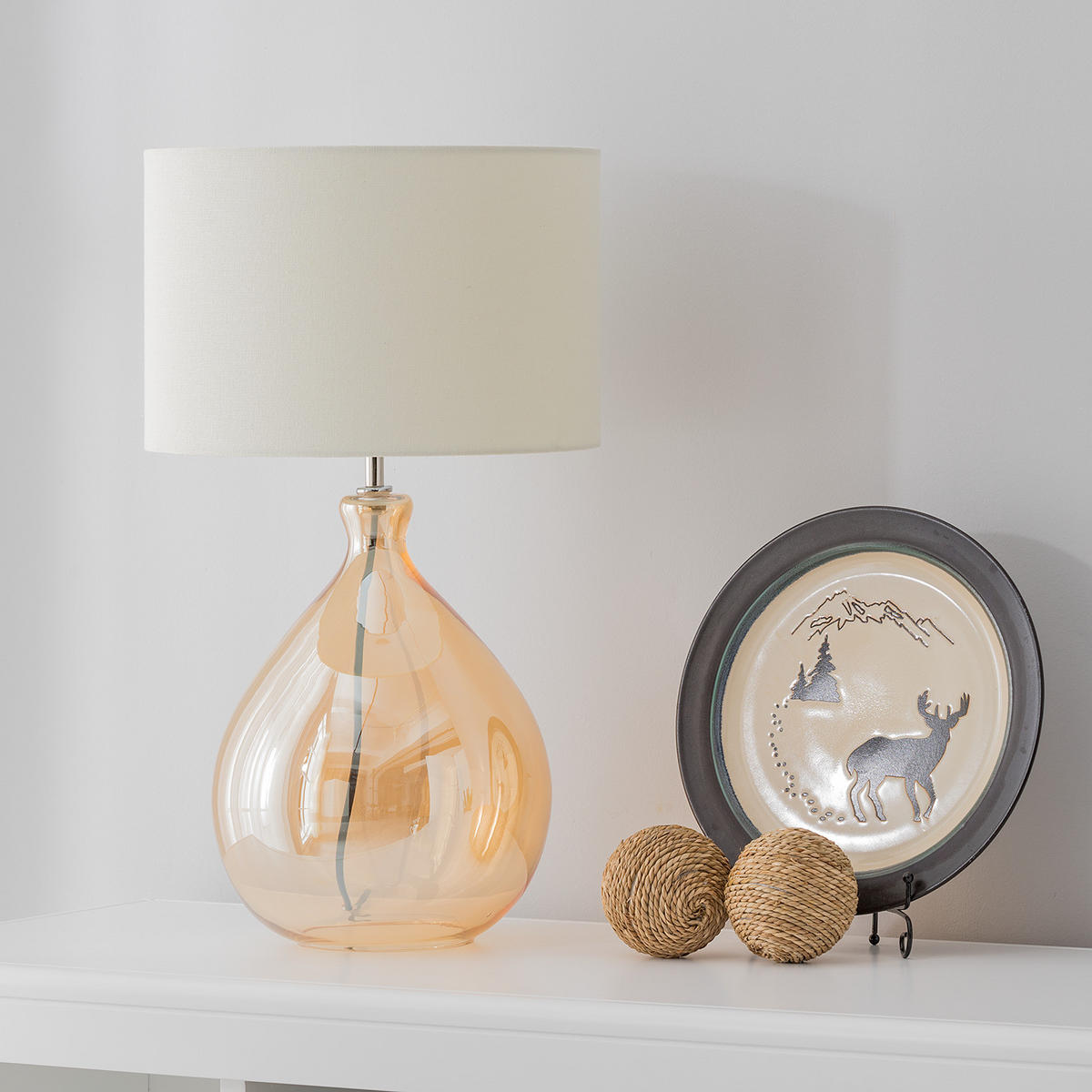 TISCHLEUCHTE - 1-flammig - Beige, Textil (30/30/53cm) - home24