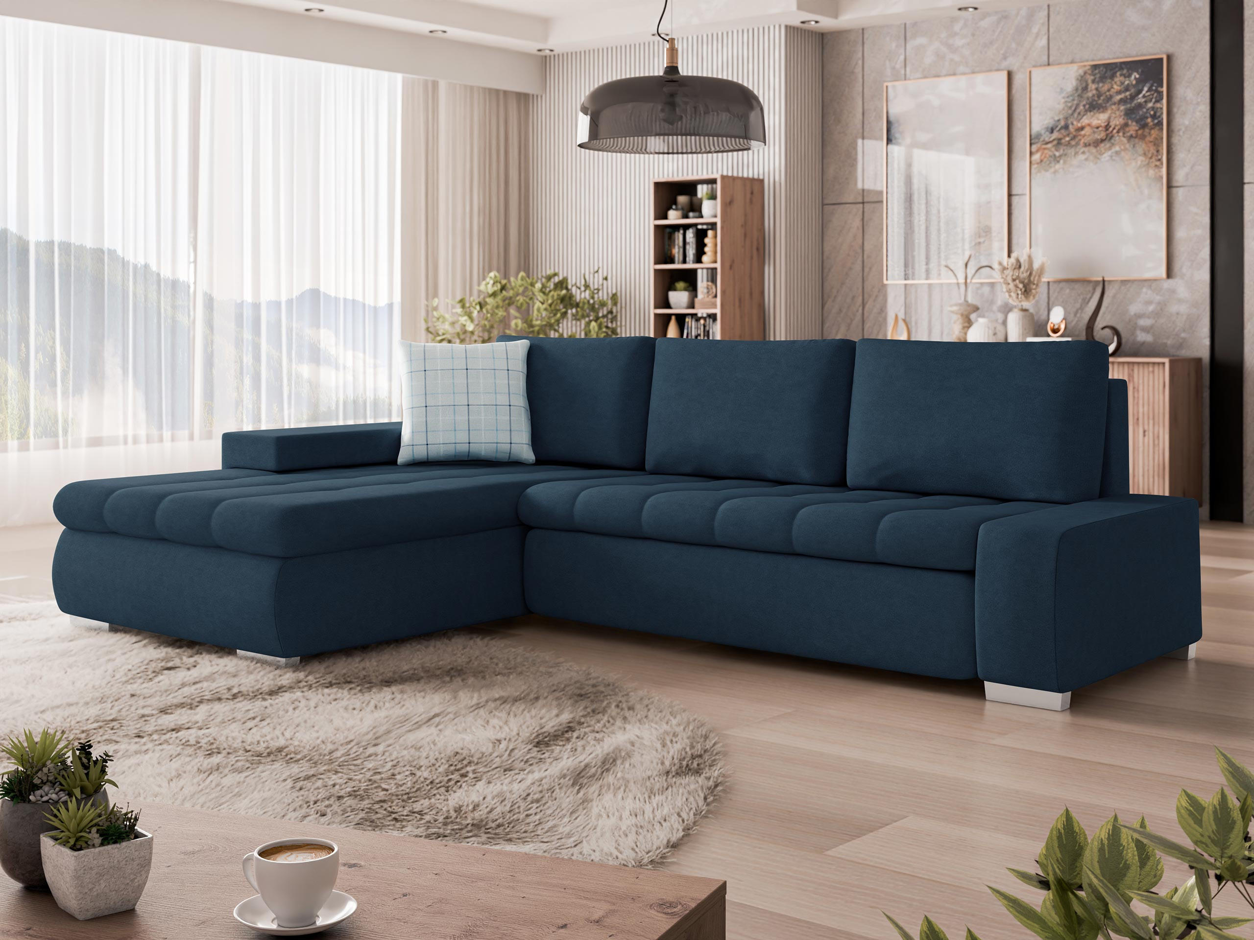 ECKSOFA Orkan Mini - Dunkelblau, Holz/Textil (265/185cm) - MIRJAN24