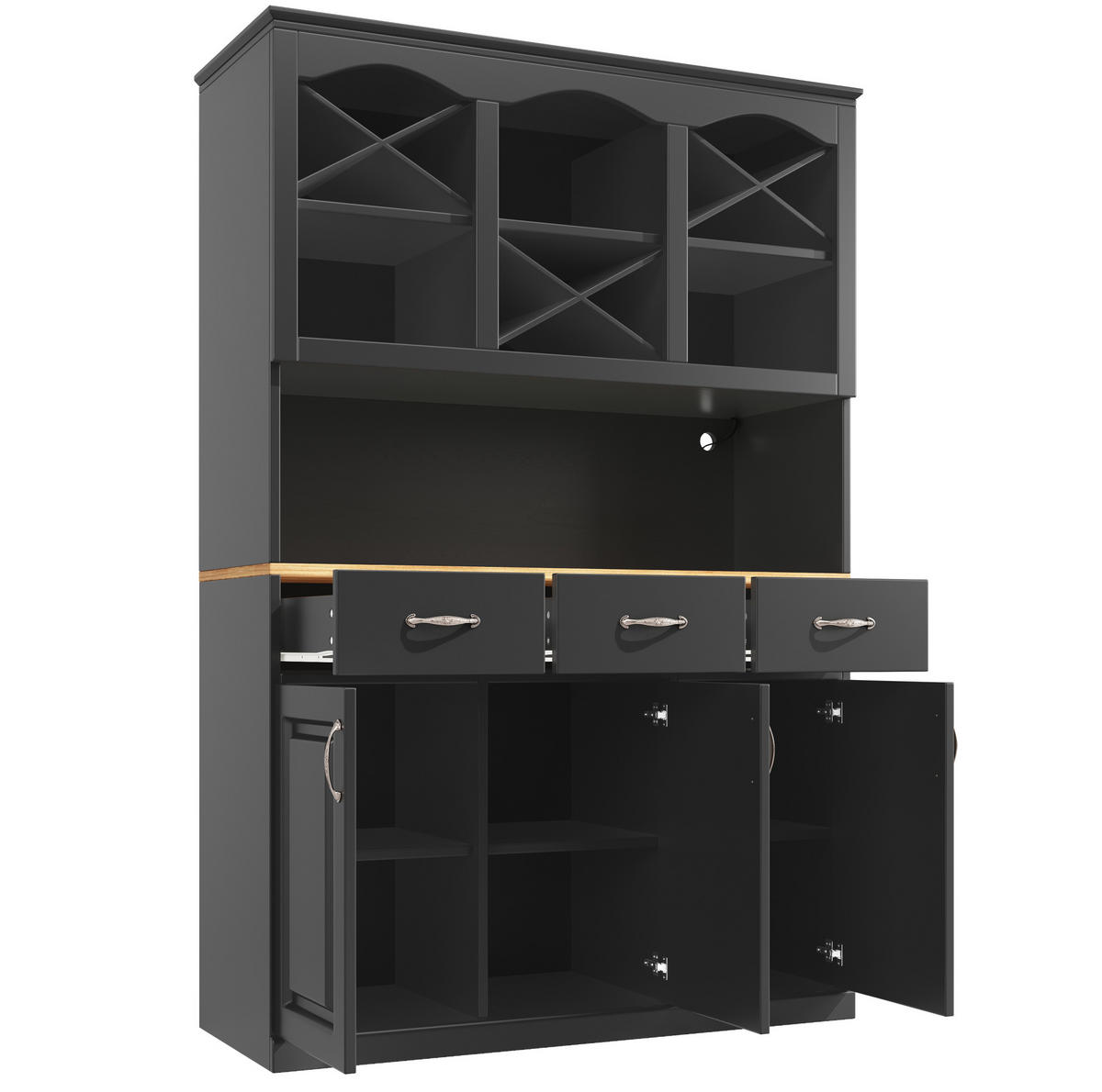 BUFFET 120/40/180 cm aus MDF mit LED-Beleuchtung Schwarz - Schwarz, Holzwerkstoff (120/180/40cm) - Modenvie