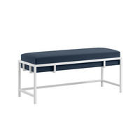 POLSTERBANK LAMO 100 Dunkelblau, Weißes Metallgestell - Dunkelblau/Weiß, Textil/Metall (100/45/35cm) - Bettso
