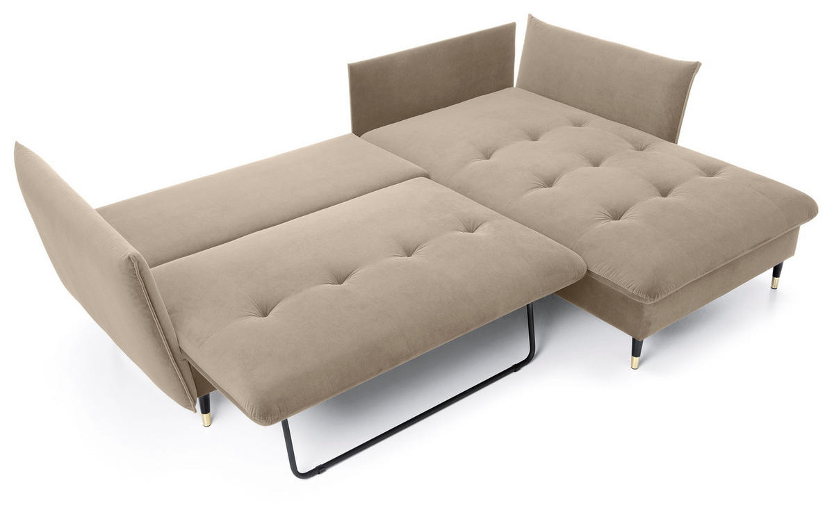 ECKSOFA 260 cm Sagir mit Schalffunktion, Bettkasten, Rechts - Braun - Schwarz/Braun, Holz (258/167cm) - Emporius