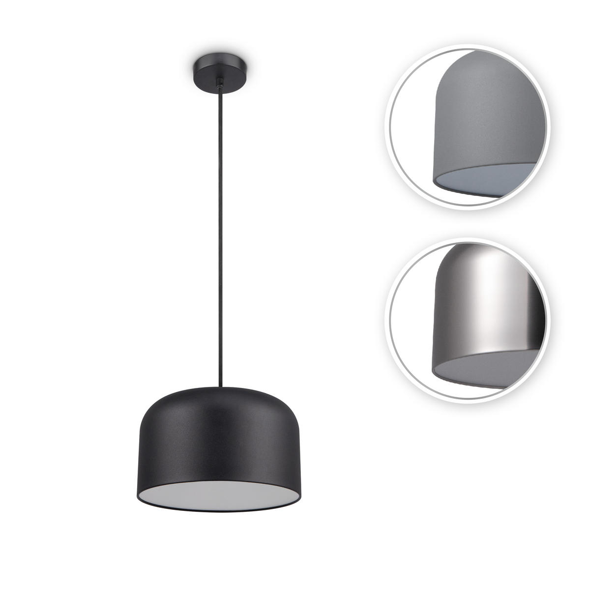 PENDELLEUCHTE Bowl - Schwarz/Grau, Metall (25/25/15cm) - Paco Home