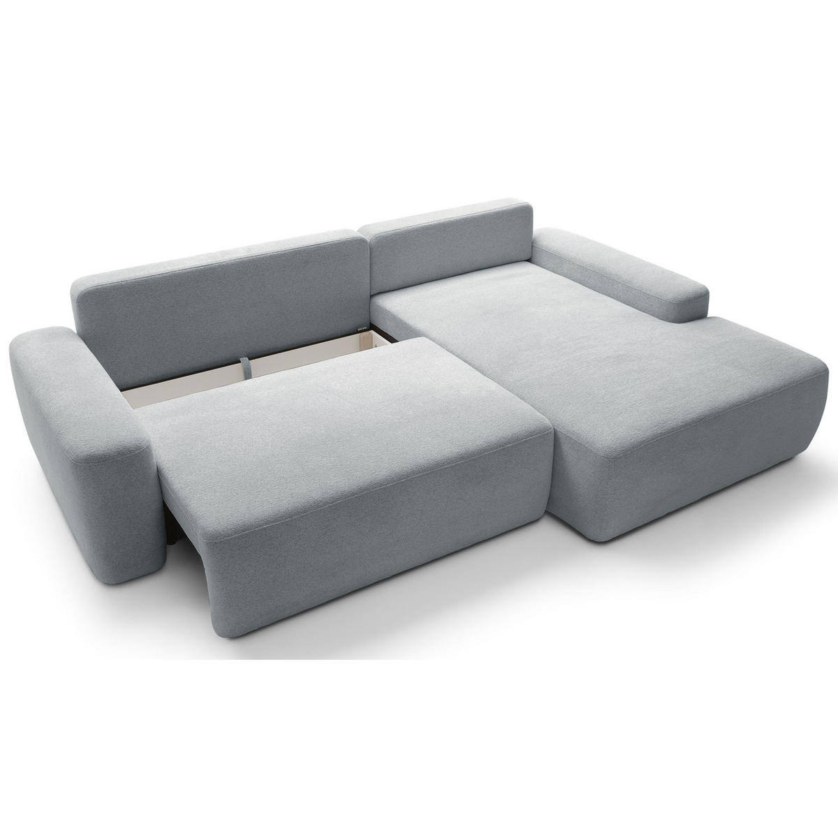 ECKSOFA Baleo Hellgrau Chenille-Bezug - Hellgrau/Schwarz, Kunststoff/Textil (264/162cm) - Selsey