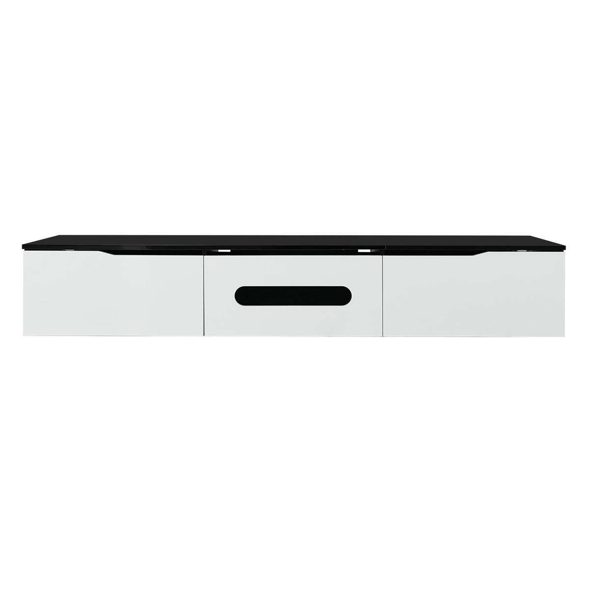 WANDLOWBOARD 180/35/30 cm mit LED-Beleuchtung und Kabeldurchlass - Schwarz, Holzwerkstoff (180/30/35cm) - BEAOK