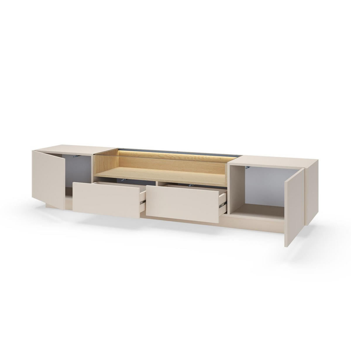 RTV-SCHRANK Kiro Beige 203, Lowboard mit LED - Beige, Holzwerkstoff (203/43/40cm) - Bettso