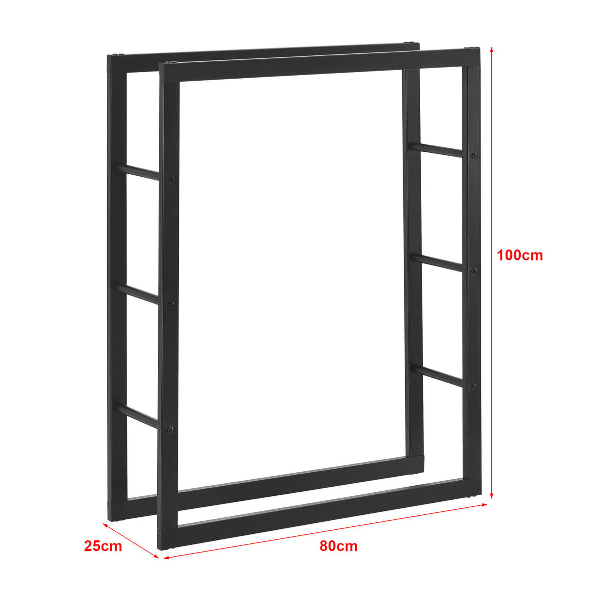 KAMINHOLZREGAL Täby - Schwarz, Metall (80/100/25cm) - [en.casa]
