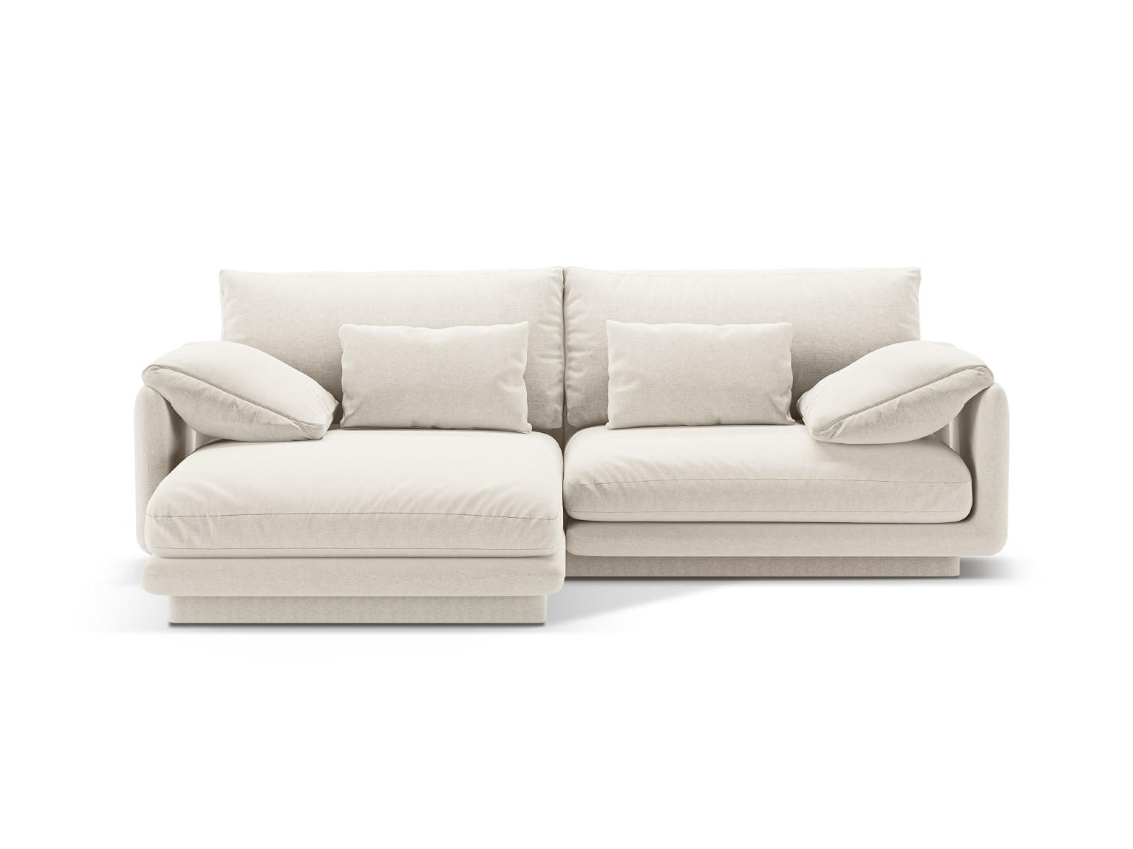 ECKSOFA links Torino aus strukturiertem Stoff elfenbein 3 Sitzplätze - Ecru, Textil (170/220cm) - Micadoni