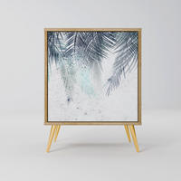 SIDEBOARD PALM VEIL, Eichefarben, 57,5x42x75,5 cm, Goldfarbene Metallfüße - Eichefarben/Goldfarben, Holzwerkstoff/Metall (57.5/75.5/42cm) - SpaceRebels