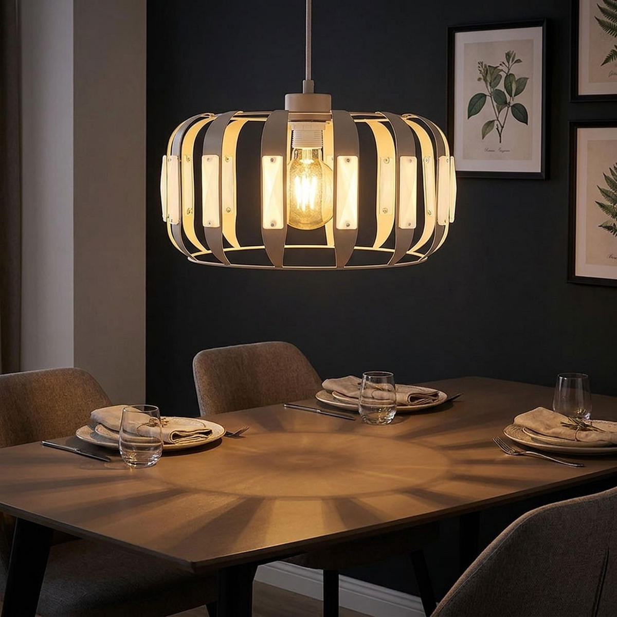 LED PENDELLEUCHTE ARLEN Metall weiß matt, 1x E27, höhenverstellbar - Weiß, Glas (35/35/120cm) - Globo Lighting
