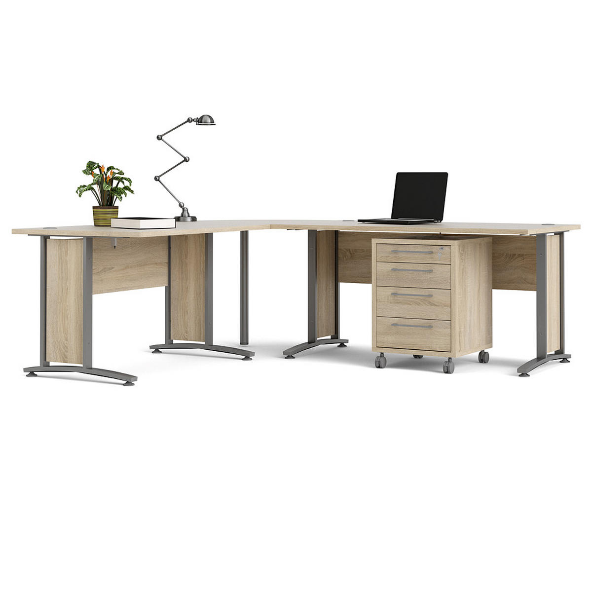 ECKSCHREIBTISCH Eiche Dekor - Eiche Wotan, Holzwerkstoff (230/200/75cm) - ebuy24