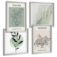BILDER SET 4er Set - 50x50 cm & 40x60 cm Silberner Rahmen - Blumen in einer modernen Vase - Silberfarben, Kunststoff (50/50cm) - TULUP