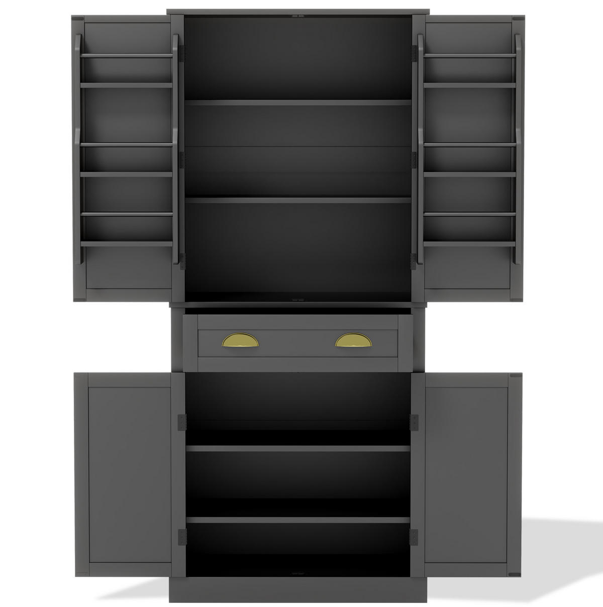VORRATSSCHRANK mit 4 Türen und 1 Schublade 80 x 40 x 182 cm MDF Schwarz - Schwarz, Holzwerkstoff (40/182/80cm) - Meubliv