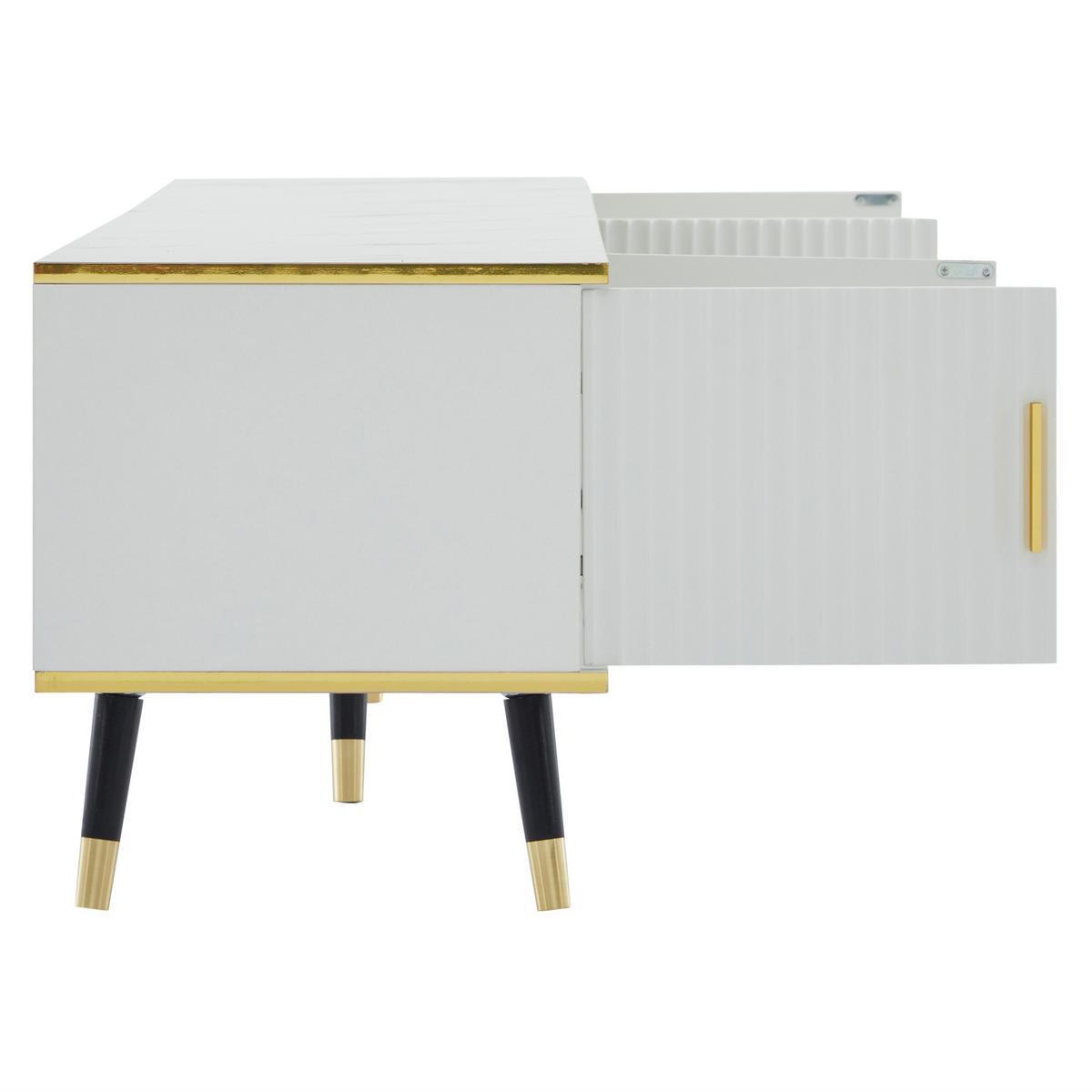 LOWBOARD 200/40/46 cm mit 2 Türen, Schublade und Kabeldurchlass - Weiß, Holzwerkstoff (200/46/40cm) - BEAOK