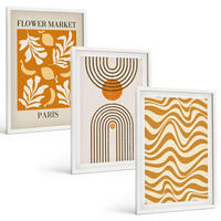BILDER SET 3er Set - 40x60 cm Weißer Rahmen - Poster mit geometrischen Pflanzenmustern - Weiß, Kunststoff (40/60cm) - TULUP