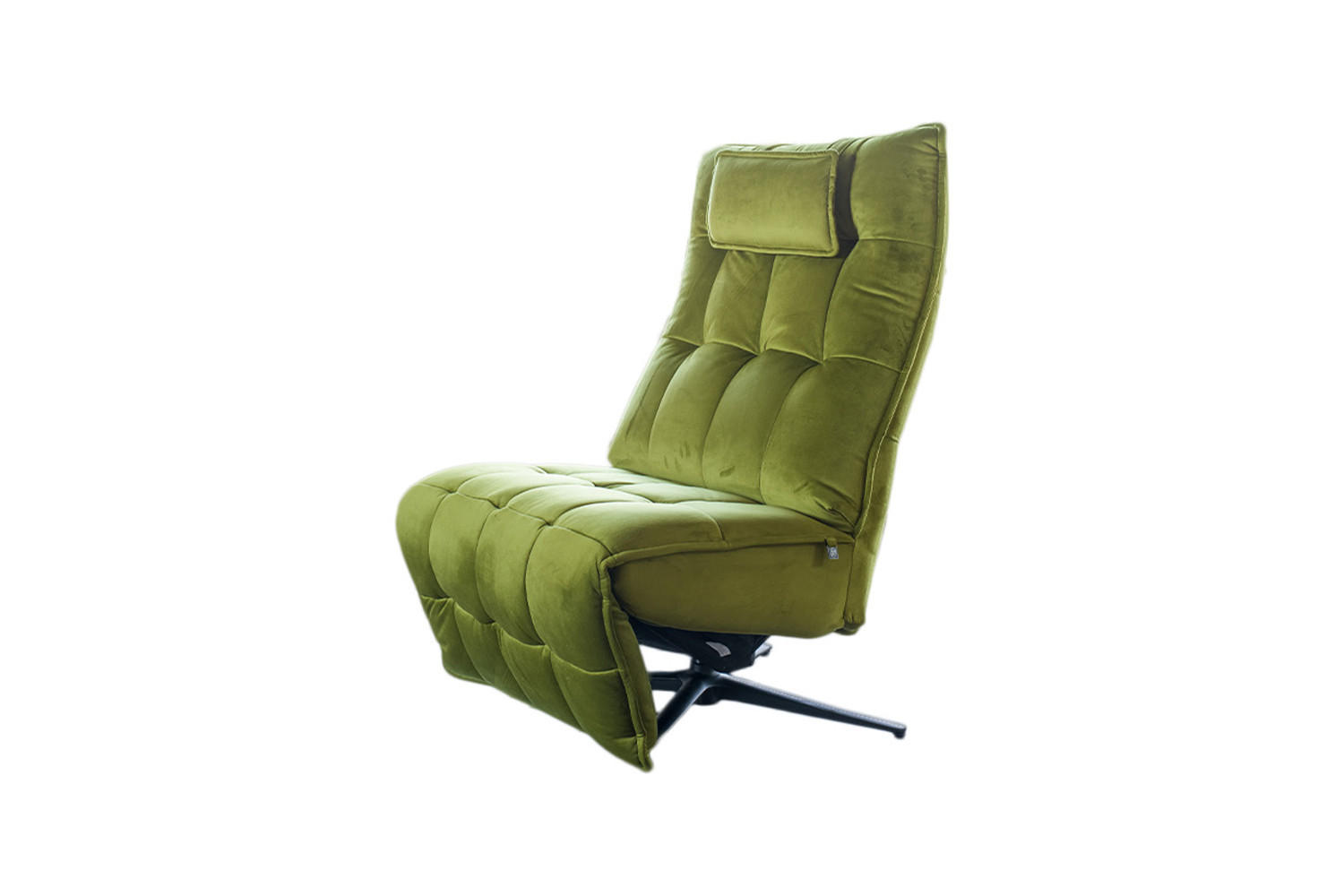 RELAXSESSEL MIKO Grün Velvet Relaxfunktion - Schwarz/Grün, Textil/Metall (75/115/94cm) - KAWOLA
