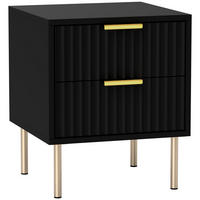 NACHTTISCH Schwarz MDF Stahl 2 Schubladen - Schwarz, Holzwerkstoff (40/48/39cm) - PANGIVO