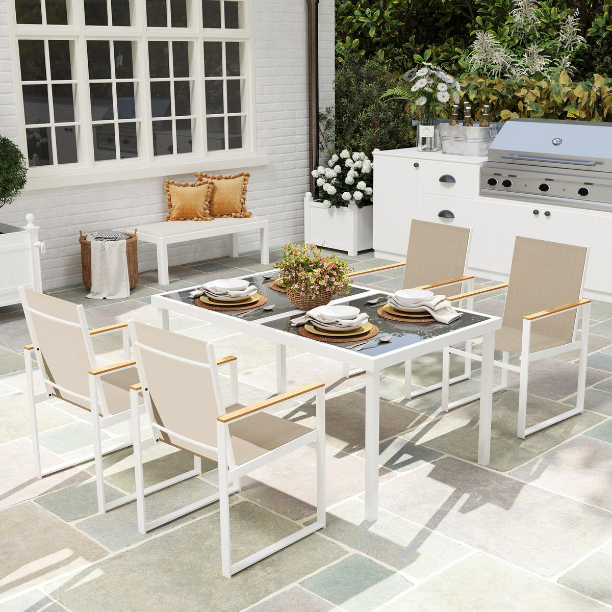 GARTENMÖBEL-SET Multicolor 150.0/87.0/72.0cm - Multicolor, Metall