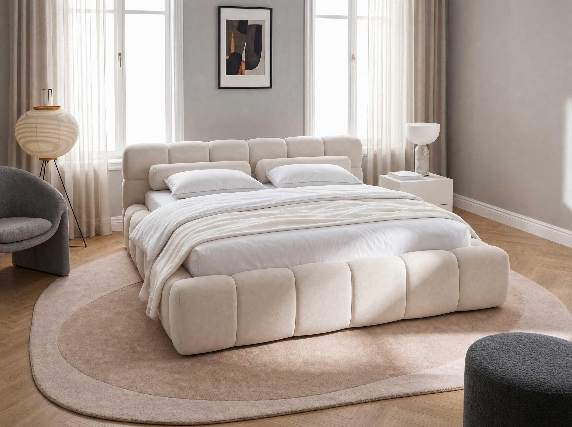 POLSTERBETT Miley Beige 140/200 cm Samt mit Bettkasten - Beige, Holz/Textil (140/200cm) - wonello