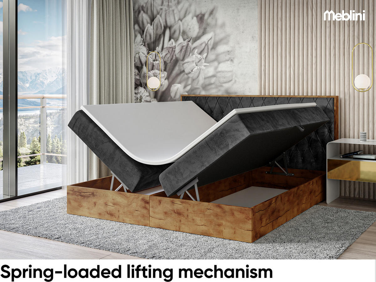 BOXSPRINGBETT Lofty 6 H3 - Schwarz, Holzwerkstoff (120/200cm) - Meblini
