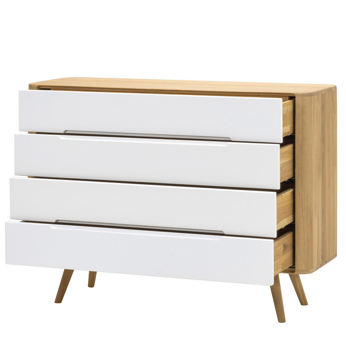 KOMMODE mit Schubladen - Wildeiche teilmassiv - Wildeiche/Weiß, Holz/Holzwerkstoff (120/90/42cm) - home24