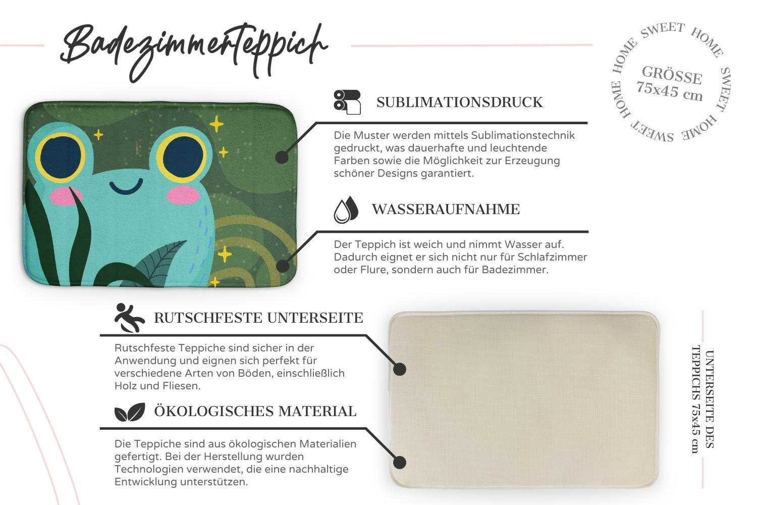 Thumbnail - Tulup Badteppich, Orange, Textil, 75x45 cm, Badtextilien, Badematten