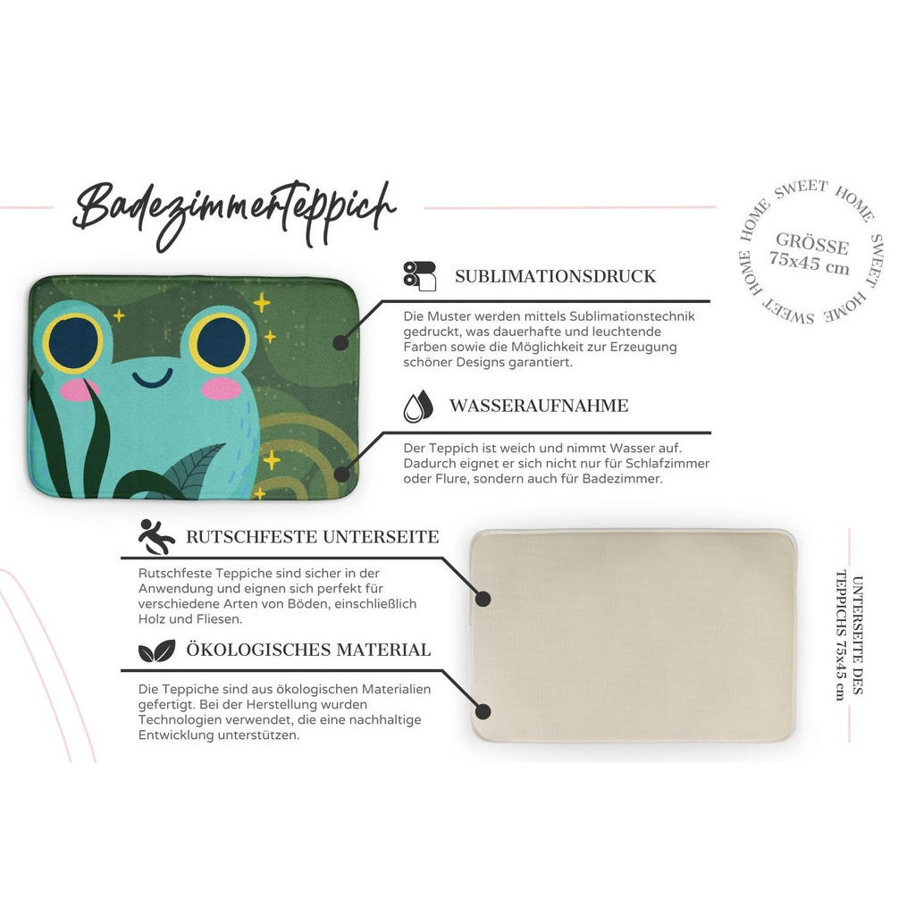 Thumbnail - Tulup Badteppich, Weiß, Textil, 75x45 cm, Badtextilien, Badematten