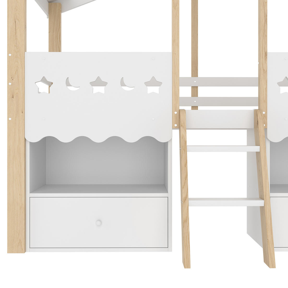 HOCHBETT 90/200 cm in Hausform mit LED-Beleuchtung und 2 Schubladen - Weiß, Holz (90/200cm) - Flora Grace