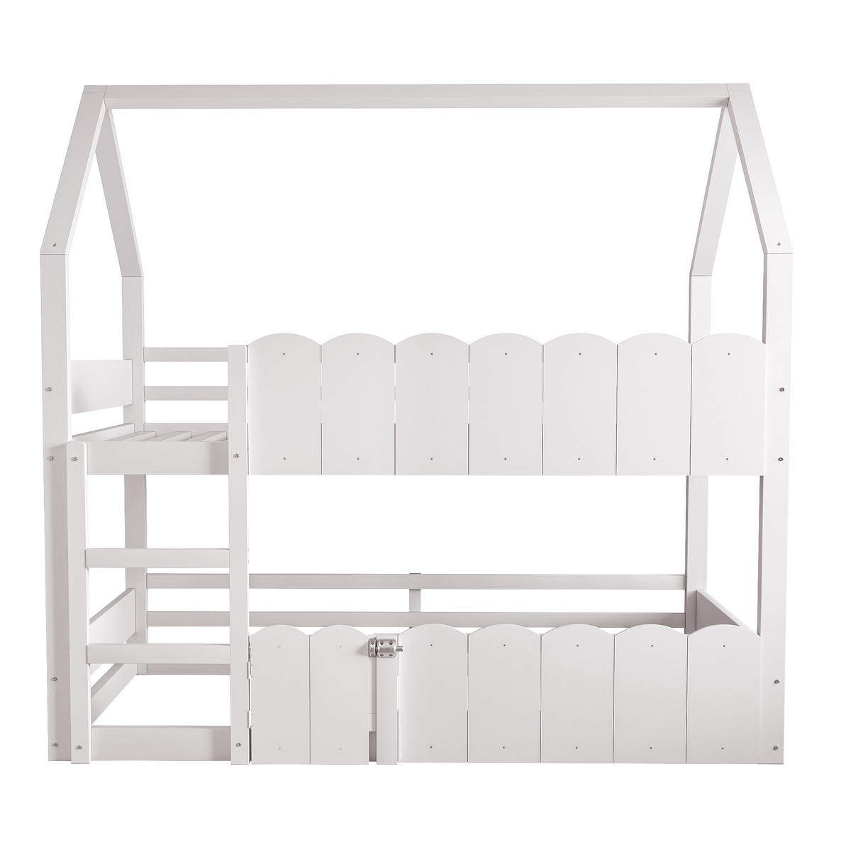 ETAGENBETT 90/200 cm aus Holz mit Sicherheitsgeländern Weiß - Weiß, Holz (90/200cm) - OKMYHOME