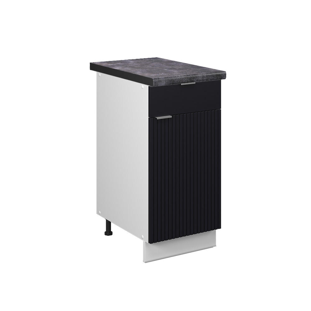 KÜCHENUNTERSCHRANK Fame-Line, Schwarz gestreift, 40 cm, AP Anthrazit - Schwarz/Weiß, Holzwerkstoff (40/82/60cm) - Vicco