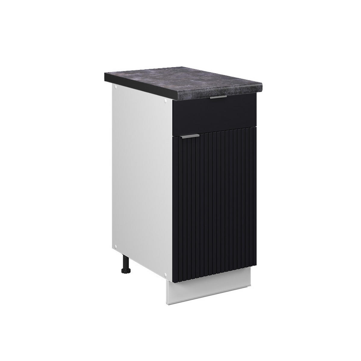 KÜCHENUNTERSCHRANK Fame-Line, Schwarz gestreift, 40 cm, AP Anthrazit - Schwarz/Weiß, Holzwerkstoff (40/82/60cm) - Vicco
