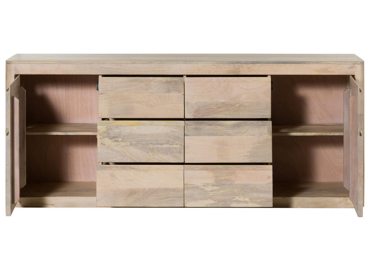 SIDEBOARD Mango 200x40x80 weiß lackiert TORONTO #370 - Weiß, Holz (200/80/40cm) - Massivmoebel24