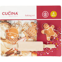 BACKSET Kinder Mirli Holzrolle 3 Ausstecher - Braun, Holz (4/4/21cm) - La Cucina