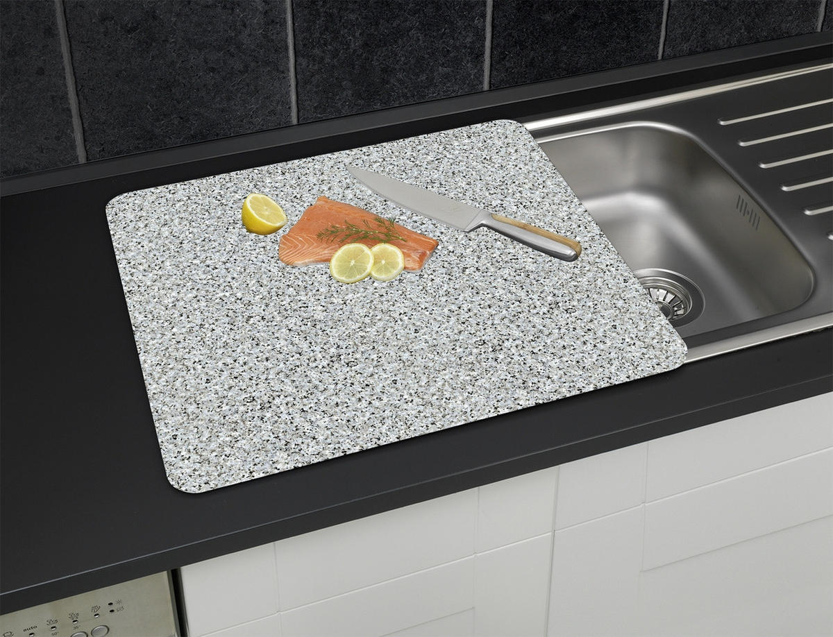 HERDABDECKPLATTE Glas Granit 50/56/0,5 cm - Grau, Glas (56/0.5/50cm) - Wenko