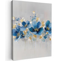 LEINWANDBILD Blumen - Blau - Abstrakt Room Decor 30x40 cm - Hellgrau, Textil (30/40cm) - MuchoWow