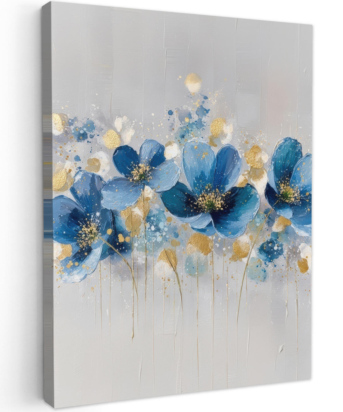 LEINWANDBILD Blumen - Blau - Abstrakt Room Decor 30x40 cm - Hellgrau, Textil (30/40cm) - MuchoWow