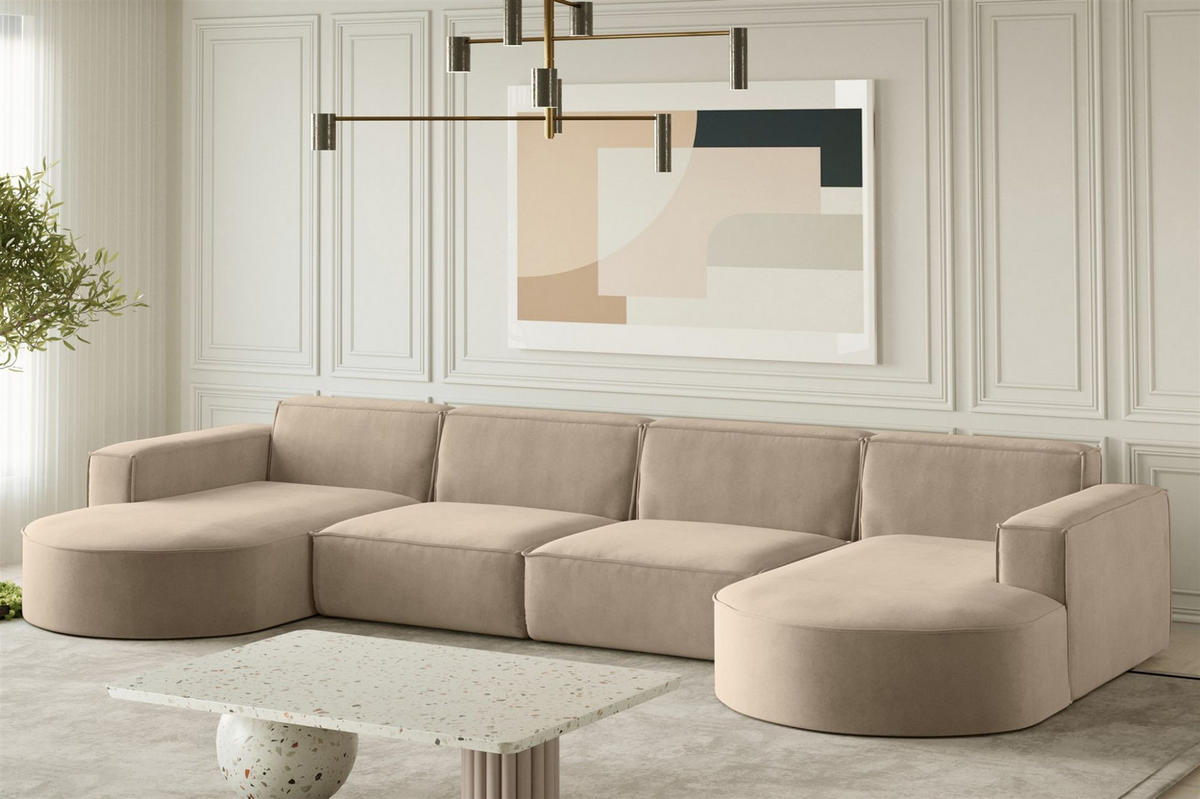 WOHNLANDSCHAFT Palma Xl In Noel - Beige, Holzwerkstoff/Textil (282/78/165cm) - Fun Möbel