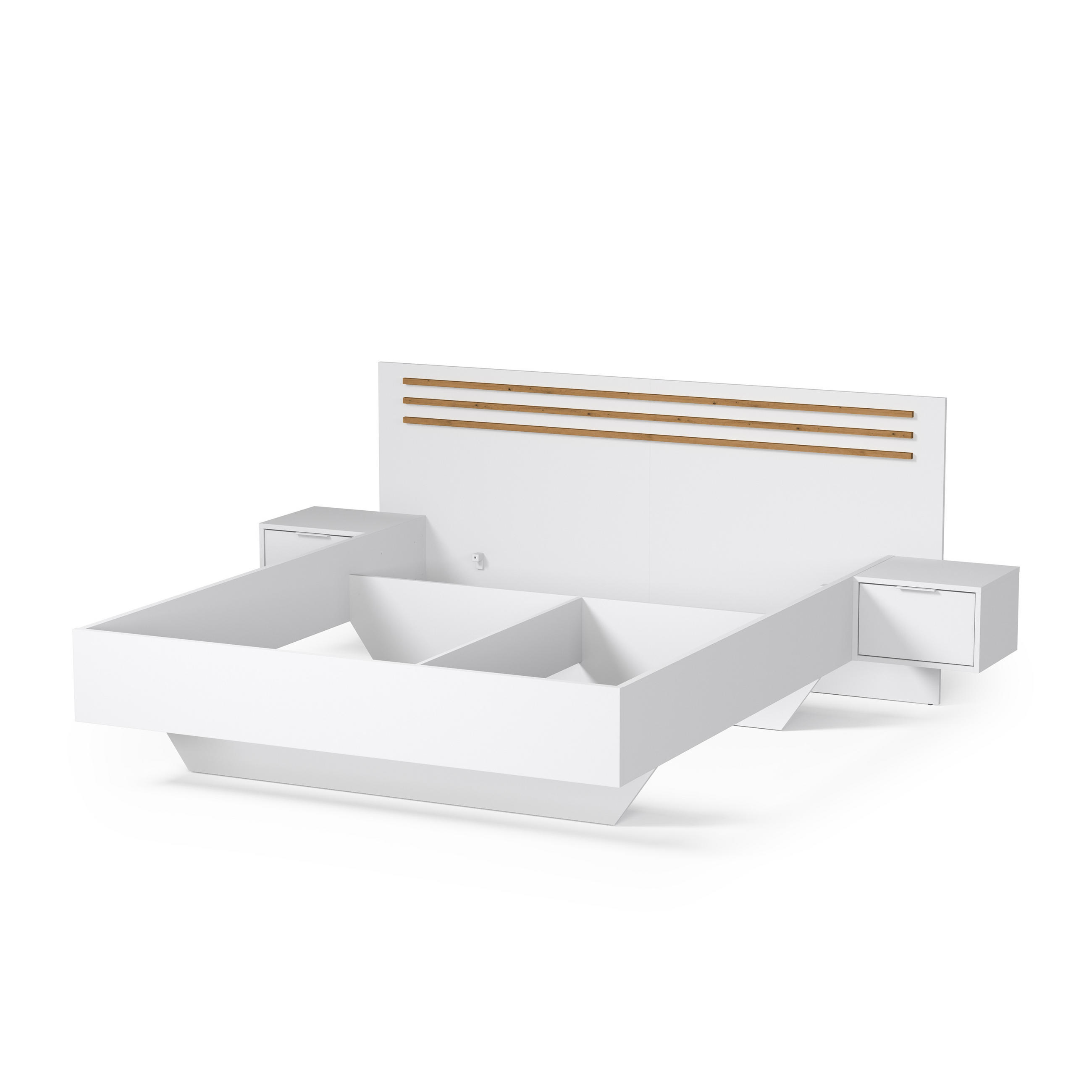 BETT FLOVIA – 180×200 cm - mit 2 Nachttischen Alpinweiß - Weiß, Holzwerkstoff (180/200cm) - Milaros Markt
