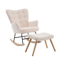 SCHAUKELSTUHL wohnzimmer mit hocker und verdicktem Sitzkissen ,Bodenschutzleiste, beige - Beige, Holzwerkstoff/Textil (68/91/88cm) - STILVORA