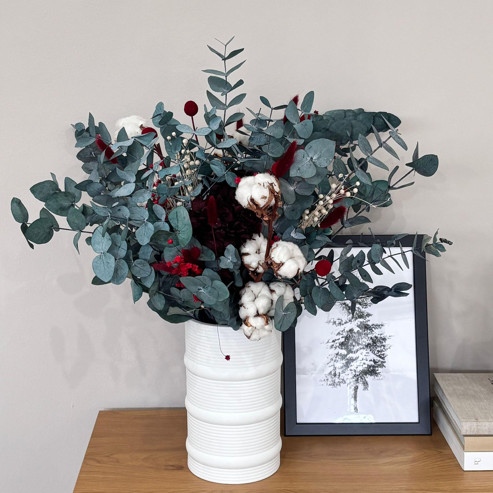 TROCKENBLUMEN Strauß Jingle Bells - Grün, Naturmaterialien (60cm) - Lykke & You