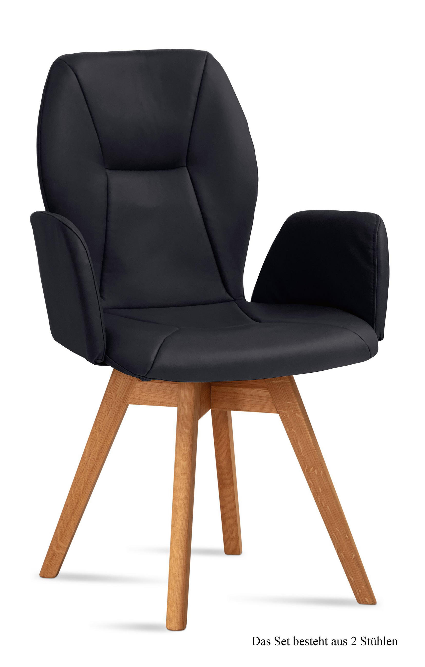 ARMLEHNSTUHL drehbar (2er-Set) Draia 58x92x60 Eiche geölt/Anthrazit - Eichefarben/Anthrazit, Kunststoff (60/92/58cm) - 58aufmkessel
