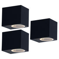 RGB LED AUSSEN-WANDLEUCHTE Grau 3er Set - Grau, Metall (6.8/9.2/8cm)